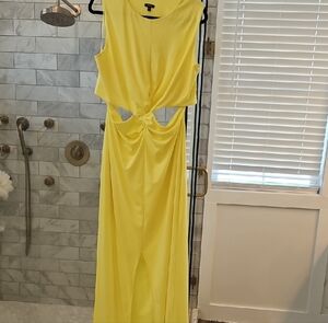 Express Yellow Backless Maxi Dress